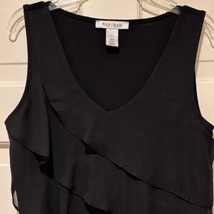 White House Black Market Black Ruffle V-Neck Top